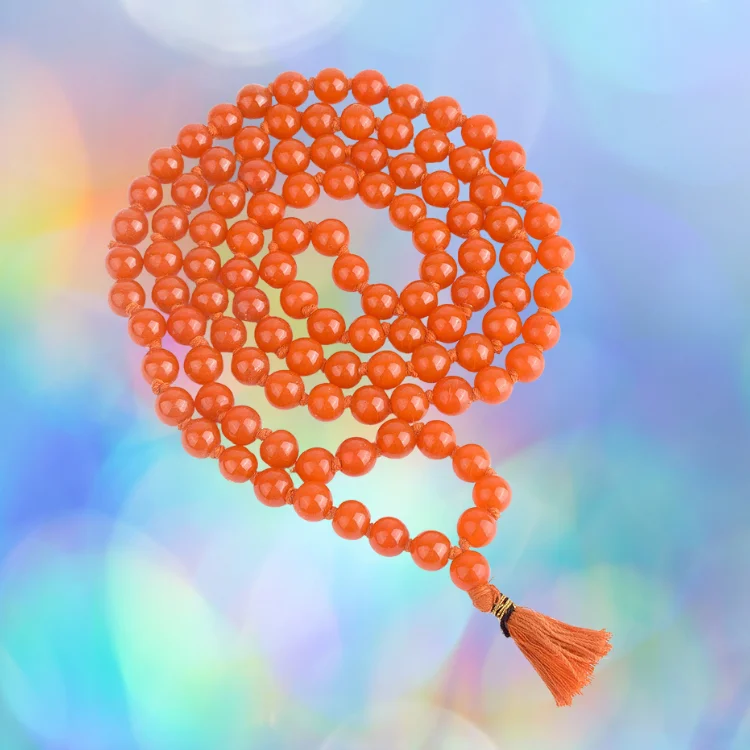 Natural Orange Agate Mala 